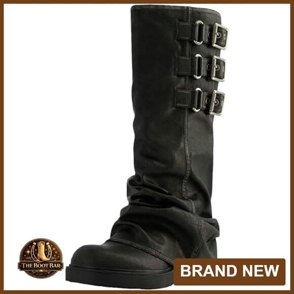 Other - Women's Knee High Boots Slouchy Pull On Chunky Heel Platform Casual